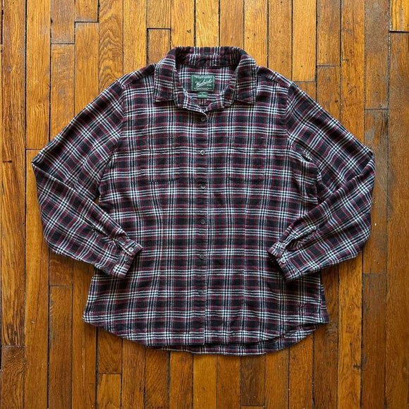 Woolrich Tops - Woolrich‎ Women's Red Black White Plaid Flannel Outdoors Button Up Shirt.